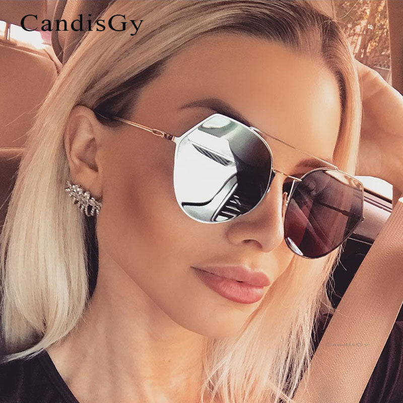 Fashion Pilot Mirror Sunglasses Women 2017 New Korea Brand Designer Lady Female Sun glasses UV400 Rose Gold Metal Frame Hot sale
