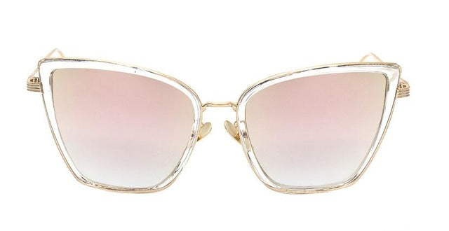 2017 Fashion Sunglasses Women Brand Designer Metal Reflective Mirror Sun Glasses for Women Butterfly Design lunette de soleil