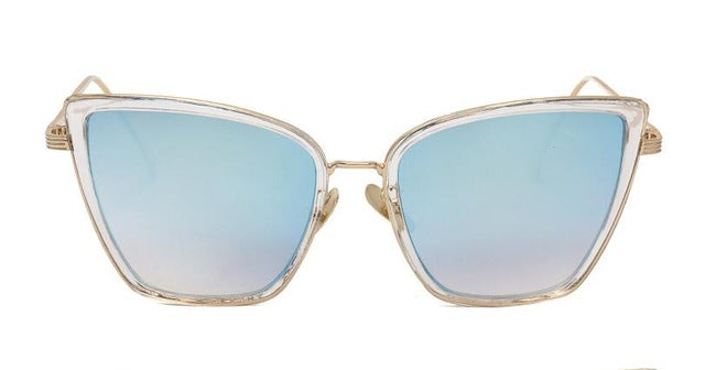 2017 Fashion Sunglasses Women Brand Designer Metal Reflective Mirror Sun Glasses for Women Butterfly Design lunette de soleil
