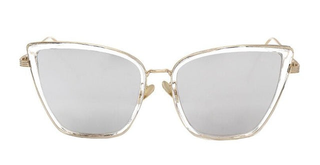 2017 Fashion Sunglasses Women Brand Designer Metal Reflective Mirror Sun Glasses for Women Butterfly Design lunette de soleil