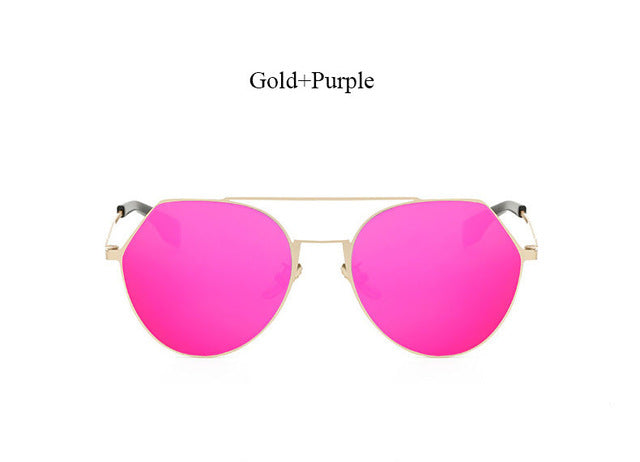Fashion Pilot Mirror Sunglasses Women 2017 New Korea Brand Designer Lady Female Sun glasses UV400 Rose Gold Metal Frame Hot sale
