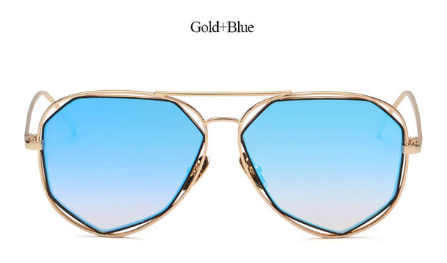 New Brand Designer Mirror Sunglasses Super Stars Men Women Hexagon Stylish UV400 Lovers Pilot Sun Glasses Top Quality 2017
