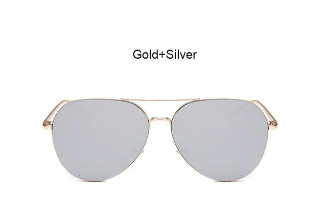 Coodaysuft Trend Fashion Flat Top Lens Mirror aviation Sunglasses Women Stylish Sun Glasses Lady Men Rose Gold Eyewear Mirror