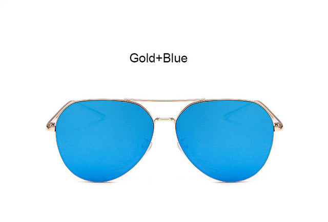 Coodaysuft Trend Fashion Flat Top Lens Mirror aviation Sunglasses Women Stylish Sun Glasses Lady Men Rose Gold Eyewear Mirror
