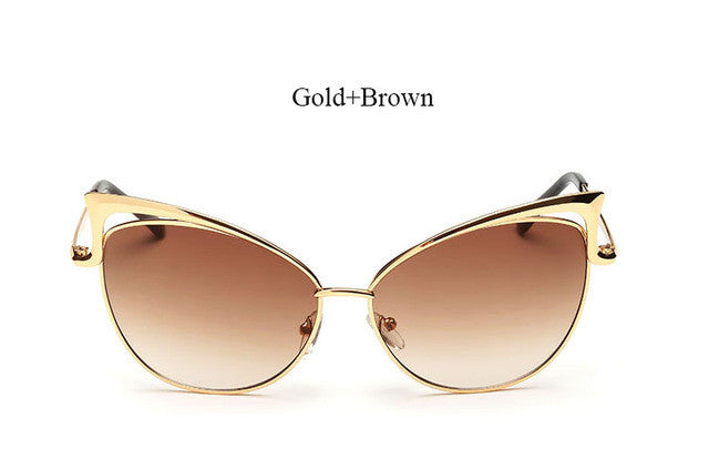 VictoryLip 2017 Fashion Cat Eye Rose Gold Mirror Sunglasses Women Brand Designer Metal Frame