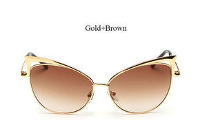 VictoryLip 2017 Fashion Cat Eye Rose Gold Mirror Sunglasses Women Brand Designer Metal Frame