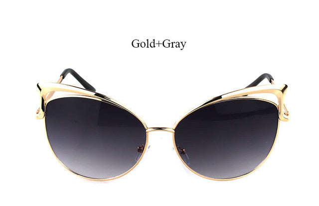 VictoryLip 2017 Fashion Cat Eye Rose Gold Mirror Sunglasses Women Brand Designer Metal Frame