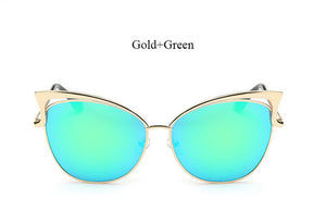 VictoryLip 2017 Fashion Cat Eye Rose Gold Mirror Sunglasses Women Brand Designer Metal Frame