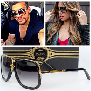 POLYREAL Men Square Celebrity Sunglasses Women Brand Desinger One Vintage Mirror Sun Glasses Frame