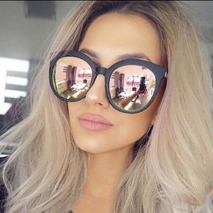 MEYOU Round Sunglasses Women 2017 Driving Luxury Brand Designer Sun Glasses Lunette Femme Rose Gold Pink Sunglasses Female UV400