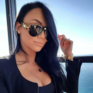 New Fashion Sunglasses Metal Leather Decoration Frame Luxury Brand Designer Women Mirror Sun glasses Men UV400 Shades
