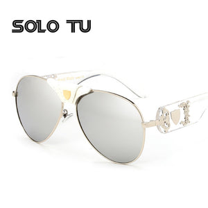 New Fashion Sunglasses Metal Leather Decoration Frame Luxury Brand Designer Women Mirror Sun glasses Men UV400 Shades