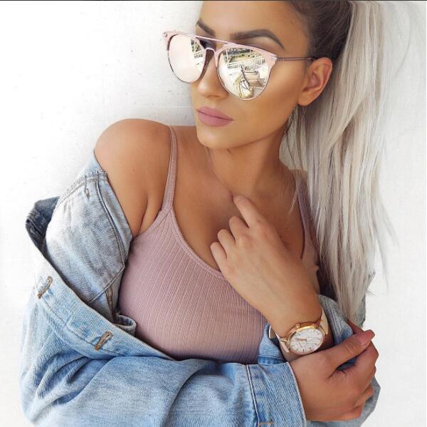 fashion rose gold sunglasses mirror vintage shades luxury brand women designer pink aviator sun glasses men points summer sunnie