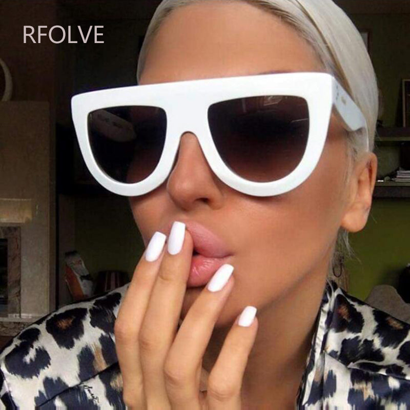 RFOLVE Latest Fashion Sunglasses Women Flat Top Style Brand Design Vintage Sun glasses Female Rivet Shades Shades  R8009