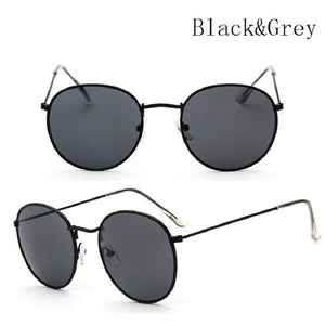 2017 Retro Round Sunglasses Women Men Brand Designer Sun Glasses for Women's Alloy Mirror Sunglasses Lentes Female Oculos De Sol