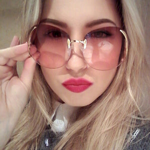 RBUDDY  Sunglasses Women Oversize Brand Designer 2017 Big Size Female Clear Lens glasses Transparent Gradient Rimless Sunglasses