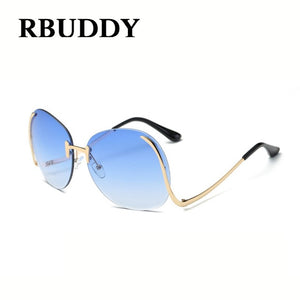 RBUDDY  Sunglasses Women Oversize Brand Designer 2017 Big Size Female Clear Lens glasses Transparent Gradient Rimless Sunglasses
