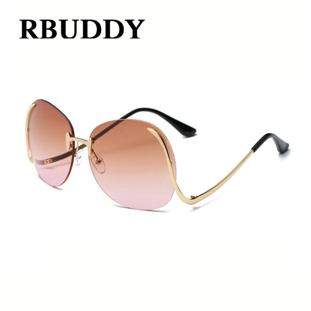 RBUDDY  Sunglasses Women Oversize Brand Designer 2017 Big Size Female Clear Lens glasses Transparent Gradient Rimless Sunglasses