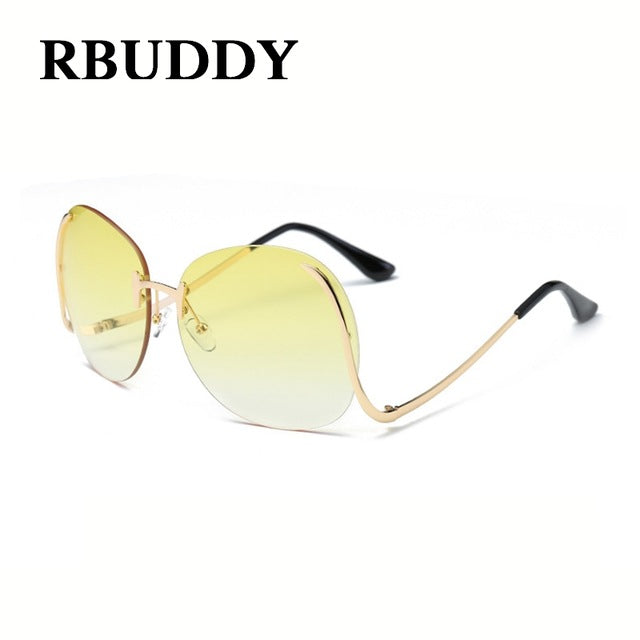 RBUDDY  Sunglasses Women Oversize Brand Designer 2017 Big Size Female Clear Lens glasses Transparent Gradient Rimless Sunglasses