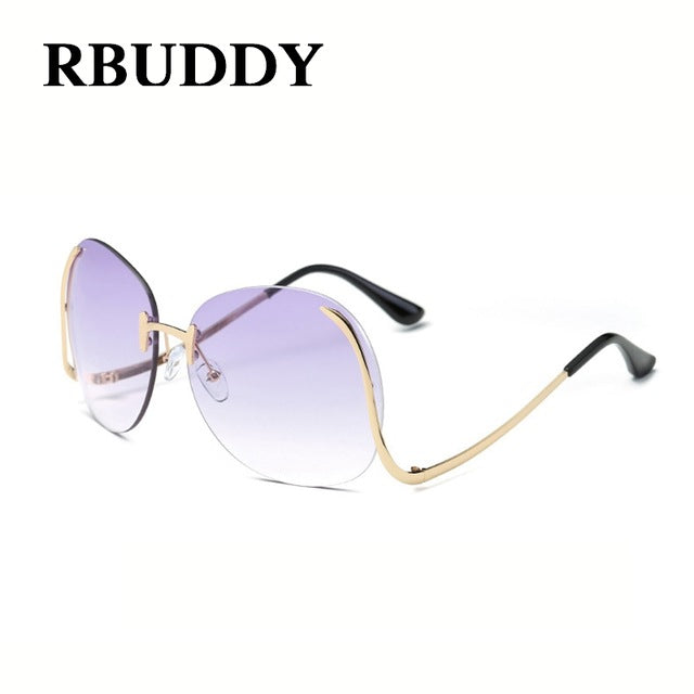 RBUDDY  Sunglasses Women Oversize Brand Designer 2017 Big Size Female Clear Lens glasses Transparent Gradient Rimless Sunglasses