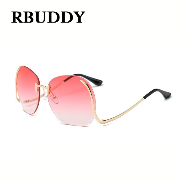 RBUDDY  Sunglasses Women Oversize Brand Designer 2017 Big Size Female Clear Lens glasses Transparent Gradient Rimless Sunglasses