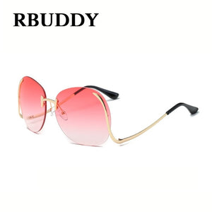 RBUDDY  Sunglasses Women Oversize Brand Designer 2017 Big Size Female Clear Lens glasses Transparent Gradient Rimless Sunglasses