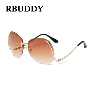RBUDDY  Sunglasses Women Oversize Brand Designer 2017 Big Size Female Clear Lens glasses Transparent Gradient Rimless Sunglasses