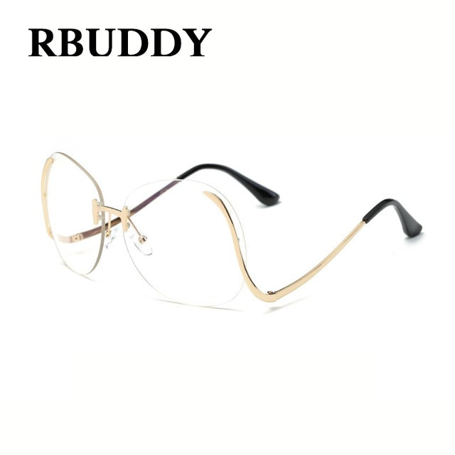 RBUDDY  Sunglasses Women Oversize Brand Designer 2017 Big Size Female Clear Lens glasses Transparent Gradient Rimless Sunglasses