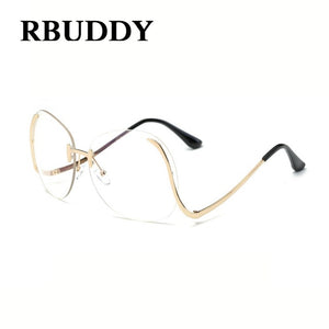 RBUDDY  Sunglasses Women Oversize Brand Designer 2017 Big Size Female Clear Lens glasses Transparent Gradient Rimless Sunglasses