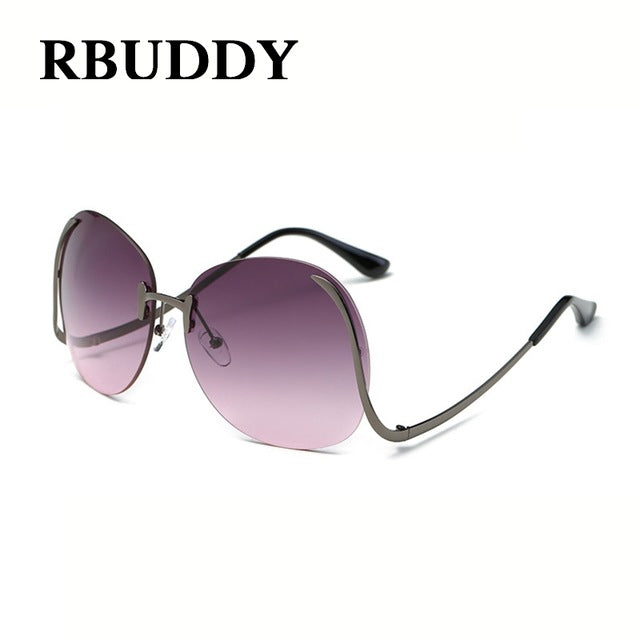 RBUDDY  Sunglasses Women Oversize Brand Designer 2017 Big Size Female Clear Lens glasses Transparent Gradient Rimless Sunglasses