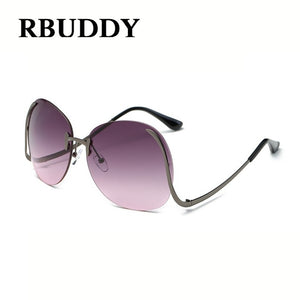 RBUDDY  Sunglasses Women Oversize Brand Designer 2017 Big Size Female Clear Lens glasses Transparent Gradient Rimless Sunglasses