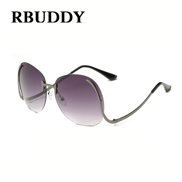 RBUDDY  Sunglasses Women Oversize Brand Designer 2017 Big Size Female Clear Lens glasses Transparent Gradient Rimless Sunglasses