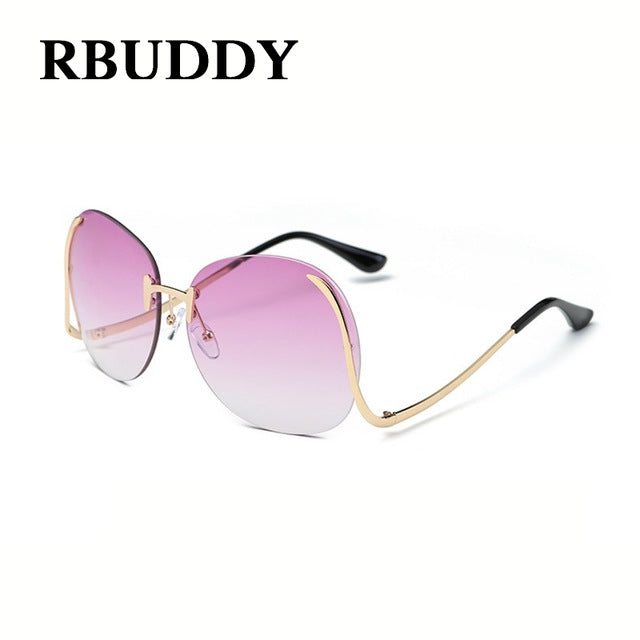 RBUDDY  Sunglasses Women Oversize Brand Designer 2017 Big Size Female Clear Lens glasses Transparent Gradient Rimless Sunglasses