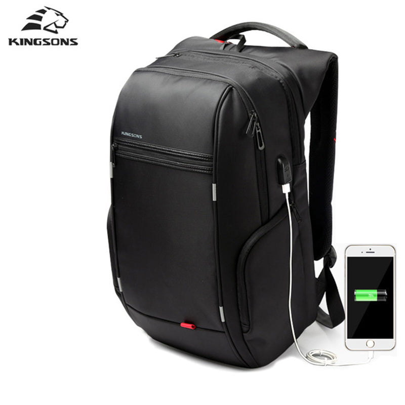 Kingsons Brand 15.6'' Men Laptop Backpack External USB Charge Antitheft Computer Backpacks Male Waterproof Bags School Back Pack