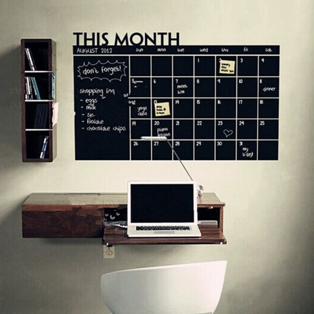 64*100cm Monthly Plan Calendar Chalkboard Wall Sticker MEMO Blackboard Vinyl Study Room Wall Stickers Home Wall Decor