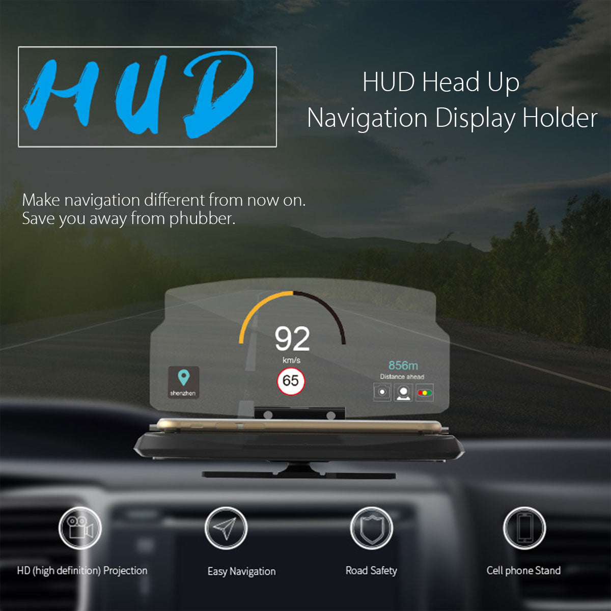 6.5 Inch Universal Car HUD Holder Head Up Display Projector Bracket For GPS Navigation For iPhone